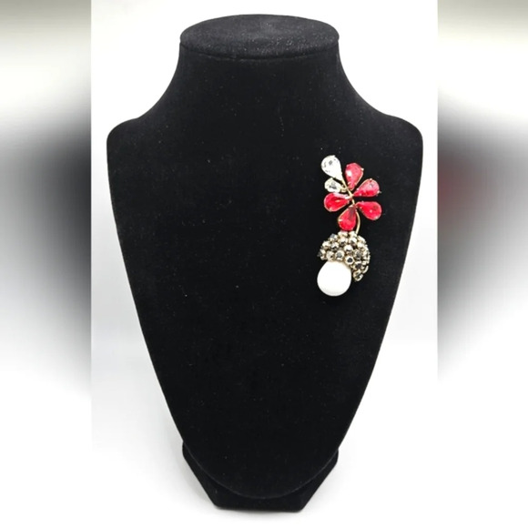 🚫Sold On Ebay🚫 SCHREINER New York NY SIGNED Book Piece Brooch Red White Gold - Picture 2 of 10